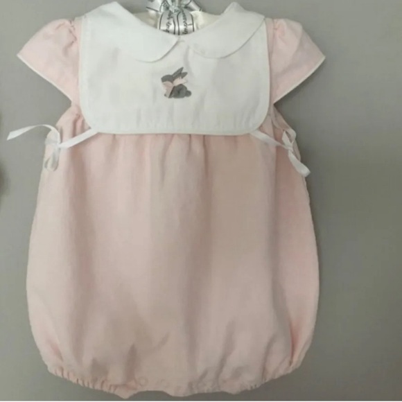 Janie and Jack Easter bunny bubble pink, white, gray 6-12 months - Picture 4 of 7